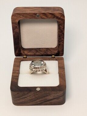 Vintage 925 Sterling Silver Green Amethyst Cable Twist Ring Size 7.5 11g